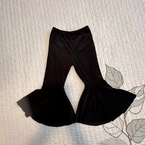 Baileys Blossoms Black Bell-bottom Velvet Pants - Size 4T
